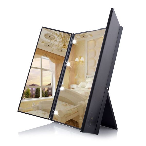 Tri Fold Makeup Mirror With Led Light Portable Travel Compact Pocket Cosmetic Tool Za2071 Vanity Mirrors