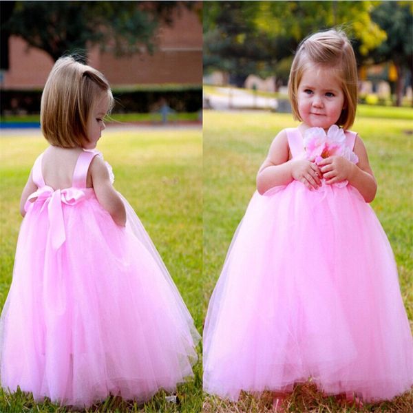 

brand new pink flower girl dresses with flower for wedding sweet little girls kids/children dress party pageant first communion dress, White;blue