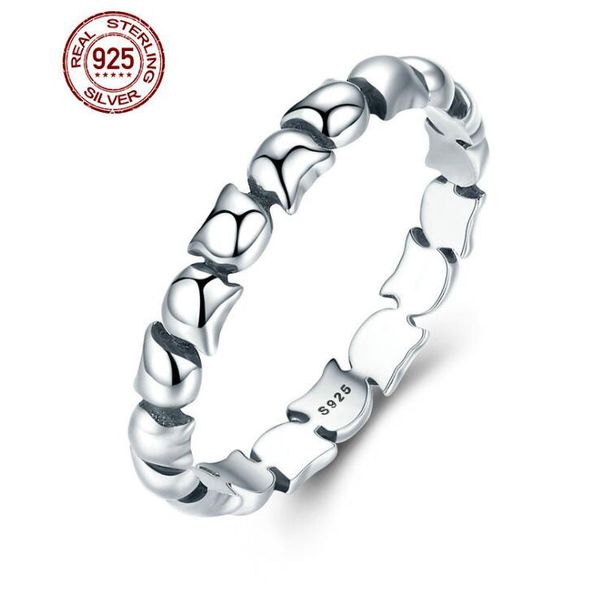 

s925 sterling silver cute cat stackable finger ring for women wedding animal s925 silver jewelry 2017 july style, Golden;silver