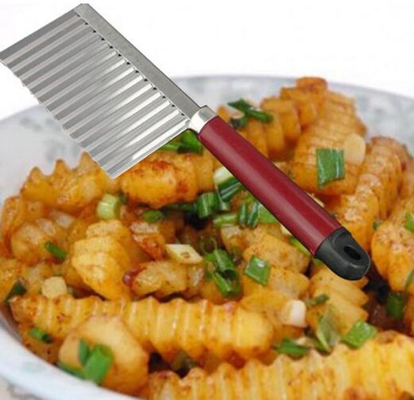 

новый из нержавеющей стали картофеля волнистые обрезные нож гаджет овощной фрукты картофель резак овощечистка кулинария инструменты кухонные