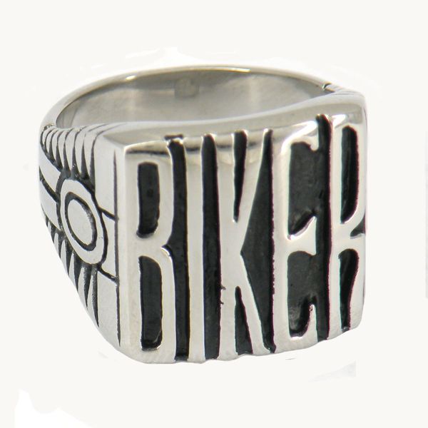 

панк марочного fanssteel из нержавеющих стали мужским алфавит буквы biker ювелирных мотоциклетного двигателя байкер ring fsr11w55, Silver