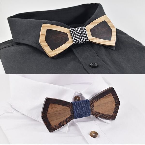 Splice Wood Bowtie 15 stili Handmade Vintage tradizionale Bowknot prodotto finito Papillon in legno fai da te 12 * 5 cm per adulti