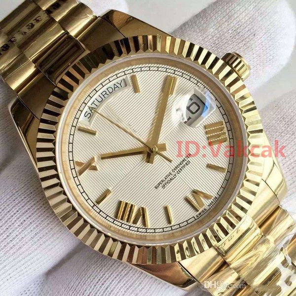 

2019 luxury brand 18 ct yellow gold day date 40mm automatic elf winding mechanical movement folding crown cla p men watch wri twatche