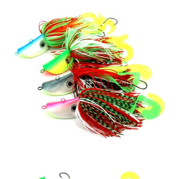 

Blue Pink Gray Green Big Jig Heads Hooks 4PCS Beard Guy Fishing Baits 91g Lifelike Fishing Lures Suits Maggot Worms Soft Baits