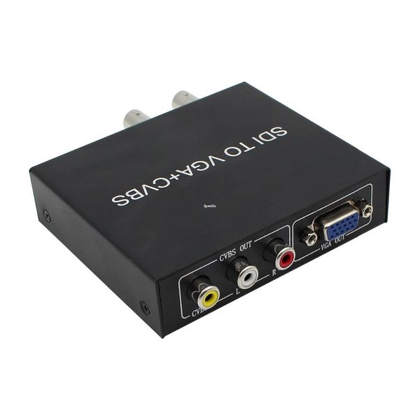 Freeshipping SDI (SD-SDI / HD-SDI / 3G-SDI) para suporte de conversor VGA + CVBS / AV + SDI 1080p para monitor / câmera / exibição com adaptador