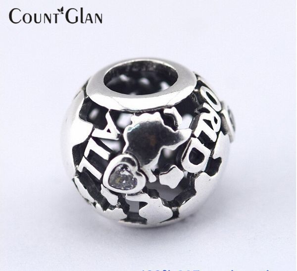 

fits pandora bracelet &necklace all around the world openwork silver beads new original 925 sterling silver charms diy wholesale, Black