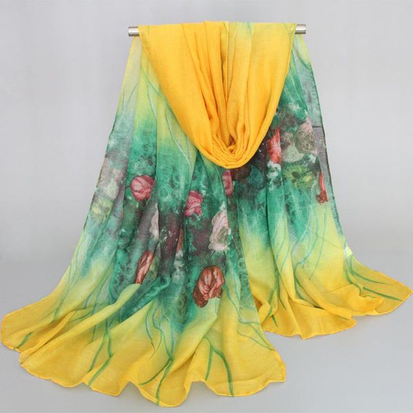 

wholesale-2016 scarf thin cotton scarves spring and autumn sell silk women's summer color gradient printed patterns sunscreen cape, Blue;gray