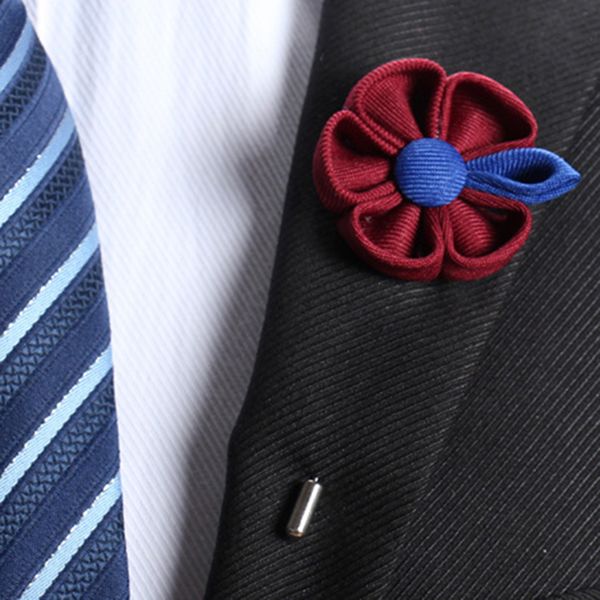 

30 colors handmade lapel flower metal brooches pins wedding xmas party suit ornament corsage boutonniere stick brooch pin wholesale, Gray