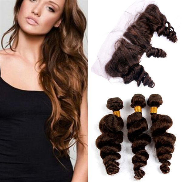 2019 Brown Lace Frontal Closure With Bundles Color 4 Medium Light