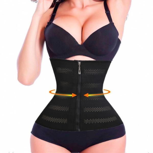 

wholesale- zipper waist trainer slimming belt shapewear belly waist cincher control corsets tummy girdle weight loss belt body shaper, Black;white