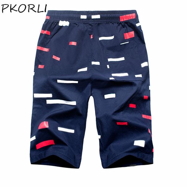 Wholesale- Shorts Men 2017 Summer Fashion Mens Shorts Casual Cotton Print Slim Bermuda Masculina Knee Length Beach Shorts Joggers Trousers