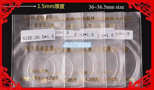 

wholesale- 1pc 1.5*36/36.5mm flat watch sapphire for watch repair in good quality