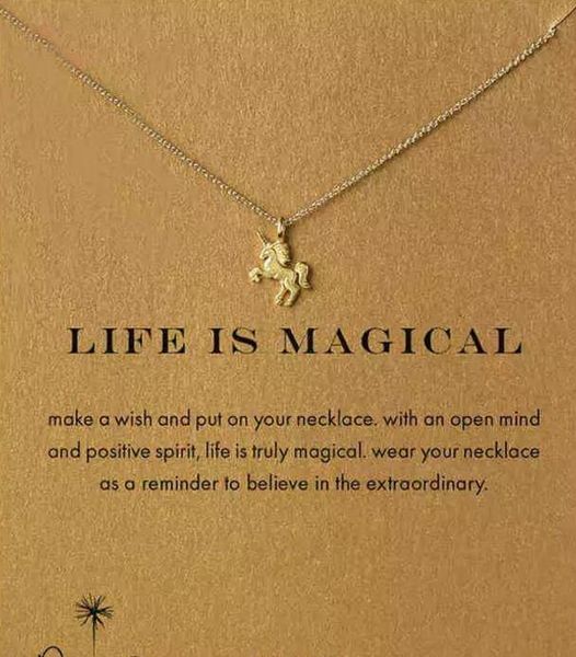 

with card cute dogeared necklace with unicorn (life is magical), noble and delicate, no fade, and high quality, Silver