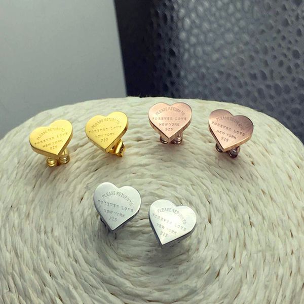 

lovely earrings 316l stainless steel heart shape fashion stud earrings for girl present never fade fashion jewelry, Golden