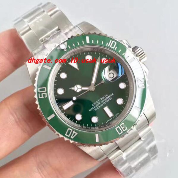 

luxury watches 2836 movement 40mm green automatic mechanical movement mens watch 116610 stainless steel bracelet, Slivery;brown