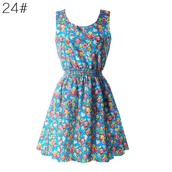 

wholesale- 2017 women chiffon beach dress sleeveless summer sundress floral tank mini dresses plus size 4 colors, White;black