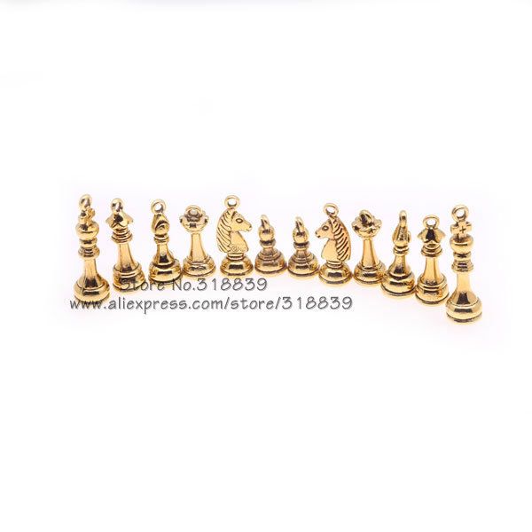 

wholesale- three colors antique metal alloy chess pendant charms fit diy jewelry making wholesale 30pcs/lot 7605, Bronze;silver