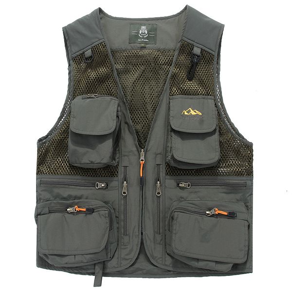 

summer outdoor fishing vest mesh detachable pgraphy vest mens loose jacket multi pocket plus size vestido 4xl 5xl, Camo;black