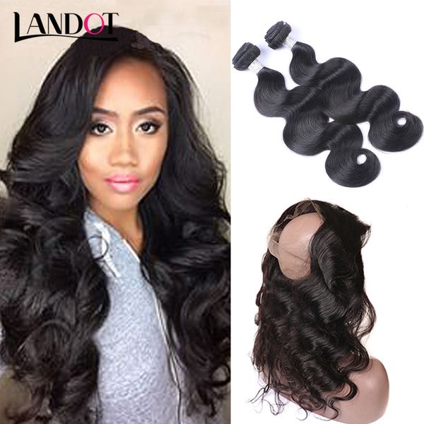 

pre plucked 360 full lace frontal closure with brazilian virgin human hair weaves bundles body wave peruvian indian malaysian cambodian hair, Black;brown