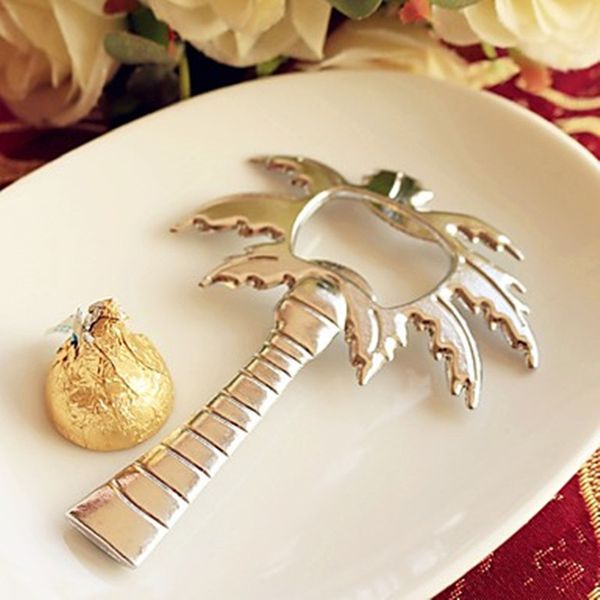 

50pcs wedding favors palm breeze chrome palm tree bottle opener event keepsake souvenir giveaways birthday gifts