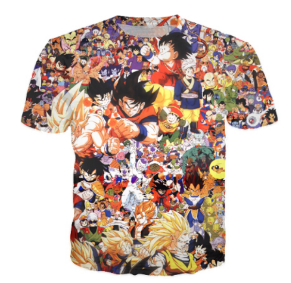 

fashion mens/womans dragon ball z japanese anime summer style tees 3d print casual t-shirt plus size, White;black