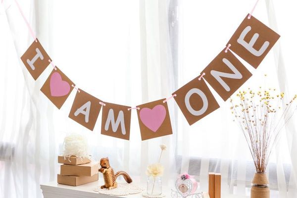 

1st birthday i am one banner for girl - first birthday decorations