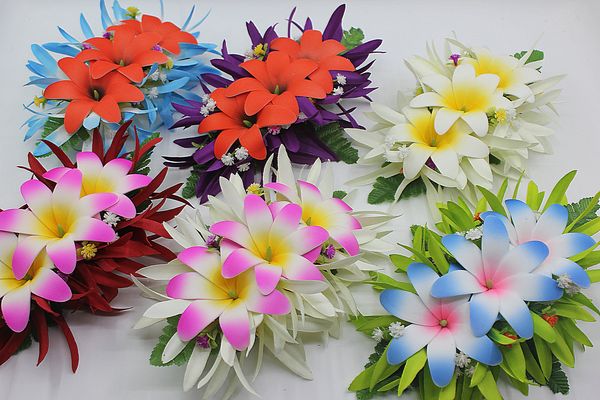 Acheter Nouveau Livraison Gratuite Kl1035 8 Couleurs Mélangées 16x10cm Mousse Tiares W Pince à Cheveux En Plastique Hawaii Hula Danse Fête Fleur