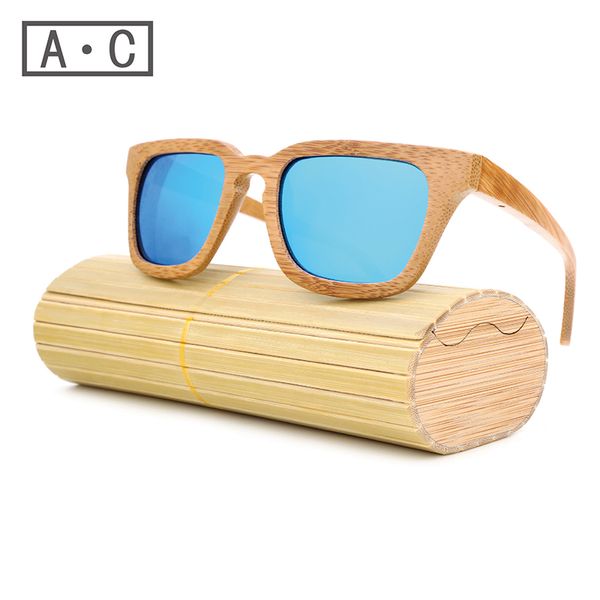 Großhandels-2016 TOP Männer Holz Sonnenbrille neue polarisierte blaue Skateboard Holz Sonnenbrille Original Box Vintage Brillen