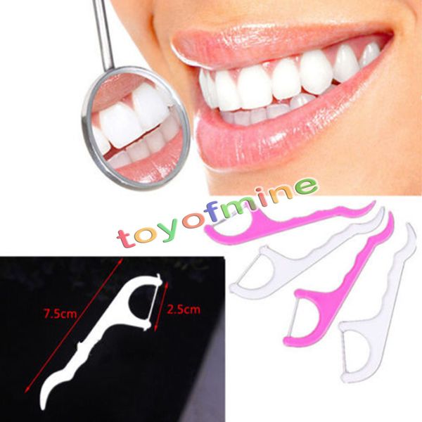

wholesale- 50pcs dental floss interdental brush teeth stick toothpicks floss pick plastic tooth picks