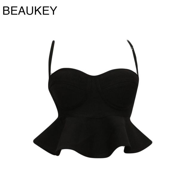 

wholesale- padded bra black 2015 women's camis rayon peplum bandage crop, White