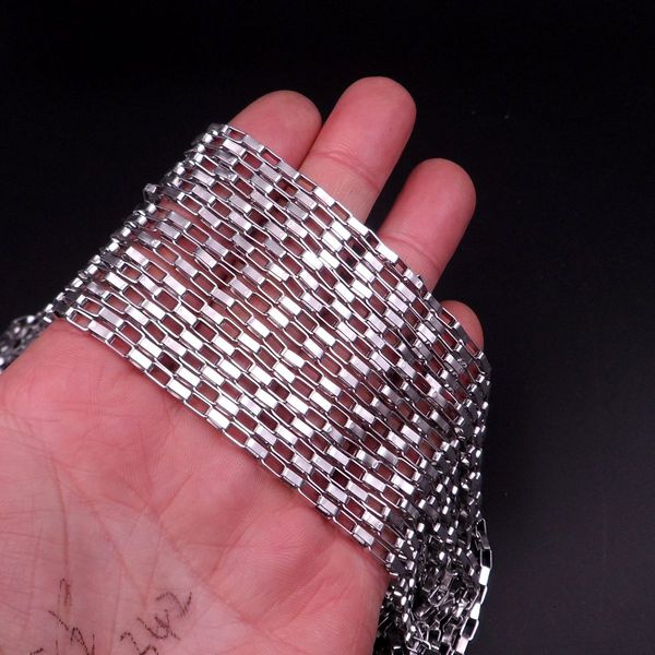 

2017 new style in bulk 10meter lot fashion silver tone stainless steel jewelry finding 3mm wide long box link chain diy jewelry