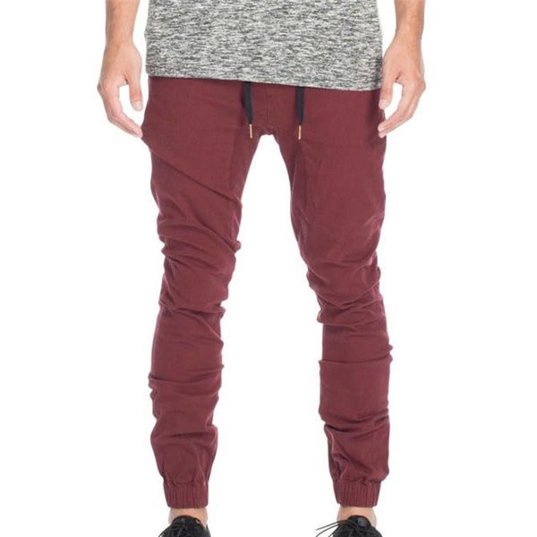 

wholesale-designer mens harem joggers sweatpants elastic cuff drop crotch drawstring biker joggers pants for men black red green