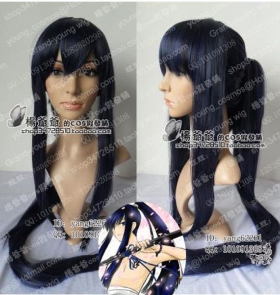 

gt;>new lady's anime d.gray-man cosplay kanda yuu long blue black wig, Black;brown