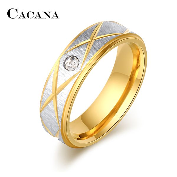 

wholesale- cacana stainless steel rings for women fashion jewelry wholesale no.r119, Golden;silver