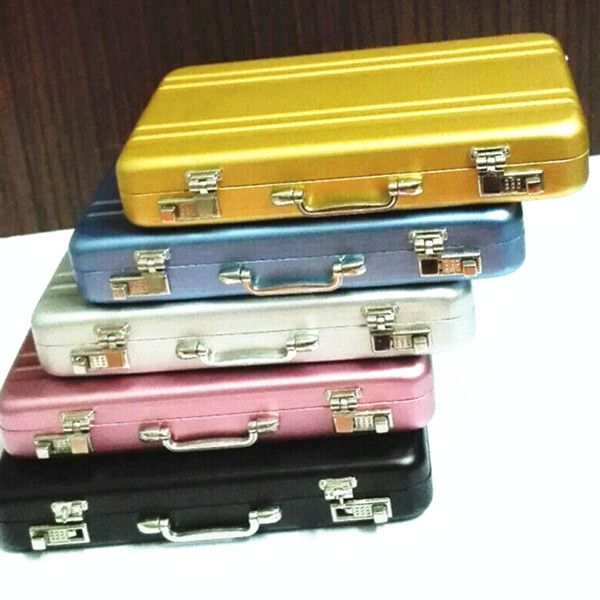 

vintage mini aluminum briefcase suitcase business name credit card holder case