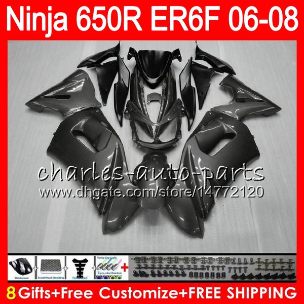 

8gift 23color body for kawa aki ninja 650r er6f 06 07 08 ninja650r 20no71 er 6f 06 08 ilvery grey er6 f er 6f 2006 2007 2008 fairing kit