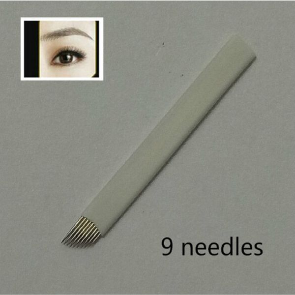 

50pcs 9-pin permanent makeup manual eyebrow s blade for tattoo machine microblading pen ing