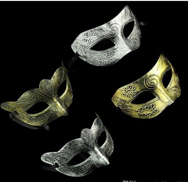 Mardi Gras Masquerade ve Gladyatör Masquerade Vintage Altın/Gümüş Maske Gümüş Karnaval Cadılar Bayramı