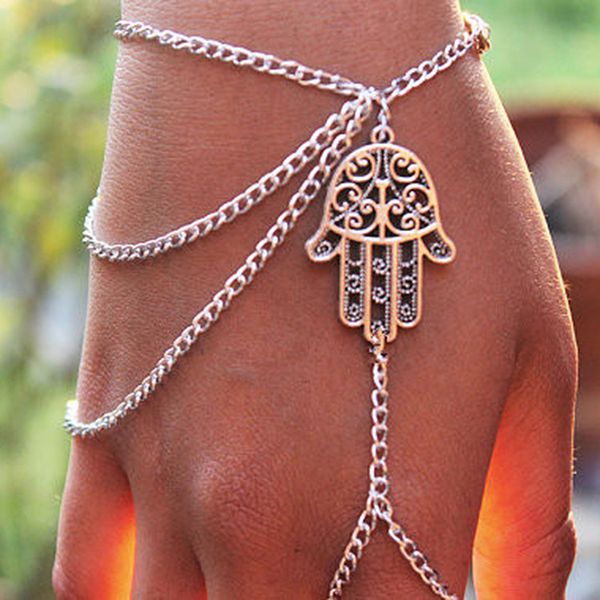 

fashion personalized bracelets for women fingered citron tassel chain link finger bracelet jewelry selling 2017, Black