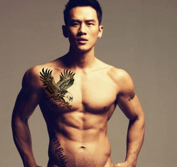 

черная хна большие татуировки чернила наклейки Орел дизайн мужчины женщины флэш-