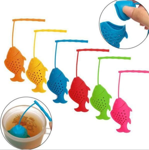 

рыба дизайн чай ситечко пищевой силикон сыпучих чайных листьев infuser травяные infuser фильтр ситечко посуда