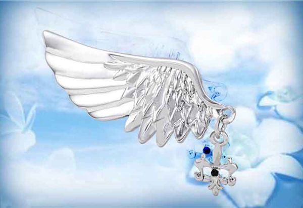 

genuine gold jewelry wholesale high-grade korean suit angel wing corsage korean version of the suit accessories wings men's brooch, Gray