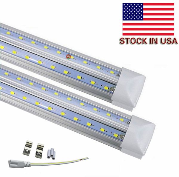 T8 5FT 36W Tubo a LED a forma di V a doppio bagliore Integrazione da 1,5 m per tubi di luci a LED per porte più fredde AC 110-277V Coperchio trasparente 45W Garage per negozi