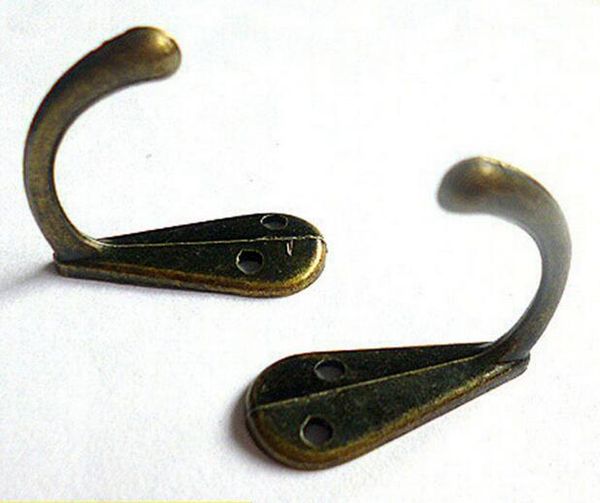 

metal single prong clothes coat robe purse hat hook hanger antique bronze 3.4cm