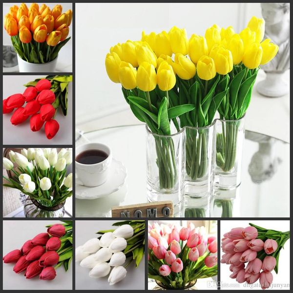 

100 pcs/lot Tulip Artificial Flower PU Artificial bouquet Real touch flowers For Home Wedding decoratiom Supplies