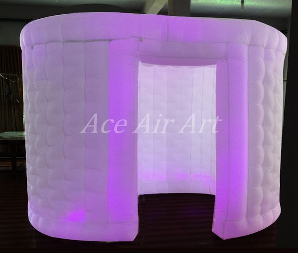 Tenda gonfiabile per illuminazione ovale bianca a 1 porta per cabina fotografica con 1 recinto per porte e luci a LED realizzate in Cina