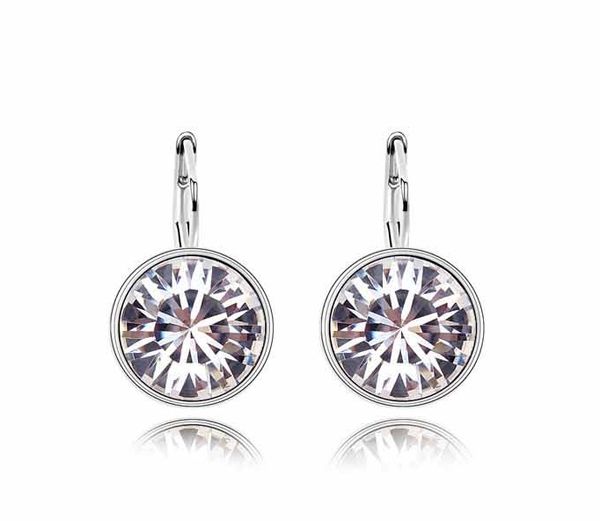 

18k platinum plated women round cute hoop earrings genuine austrian crystal fashion earrings jewelry for women wholesale