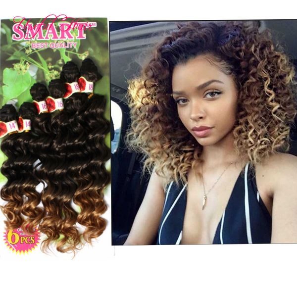 6 pçs / lote trança sintética cabelo loira extensões kinky encaracolada, onda solta ombre cabelo borgonha tecer crochet extensões de cabelo para mulheres negras