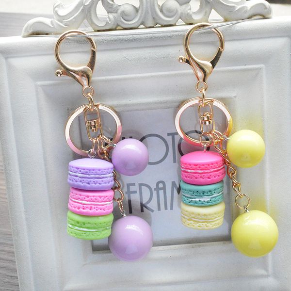 

5 styles macaron cake keychain candy beads keychain bag pendant key ring keyfob charm bag purse keychain keyring gift jewelry dhl b777l, Silver