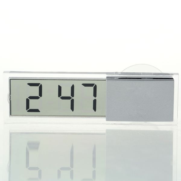 

wholesale-1pcs durable transparent car electronic clock mini lcd display digital with sucker search